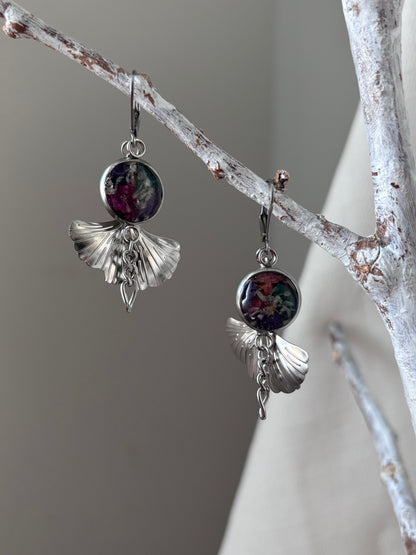 | Symphonie florale | Boucles d’oreilles en fleurs séchées et résine | #1005