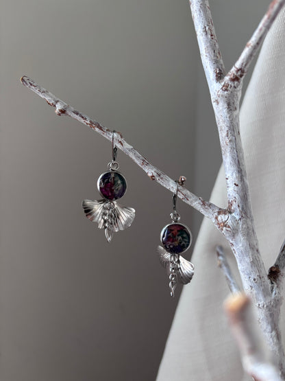 | Symphonie florale | Boucles d’oreilles en fleurs séchées et résine | #1005