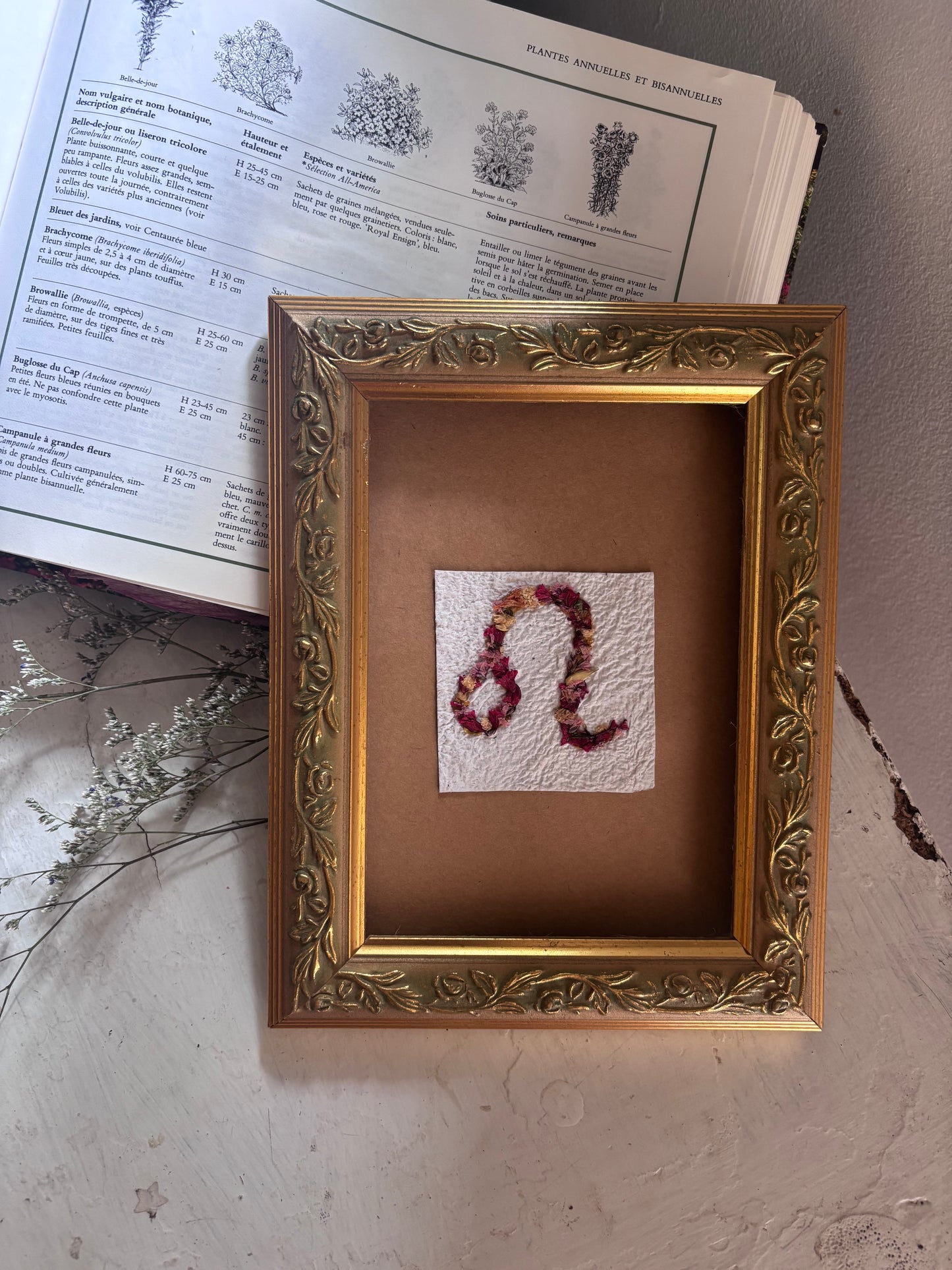 Lion ♌️ - Signe du zodiaque en fleurs pressées